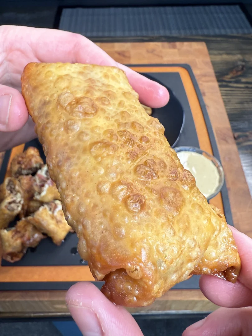 bacon jam cheeseburger egg rolls