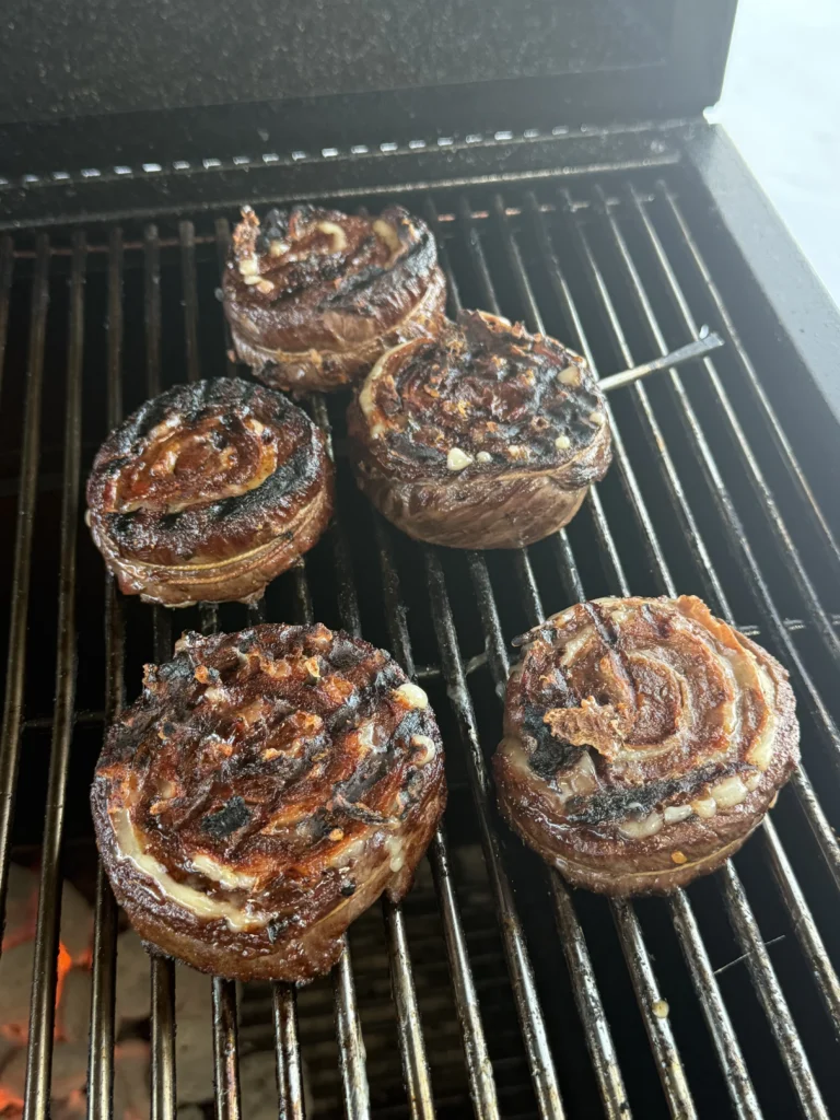 cooking the pinwheels on the grill