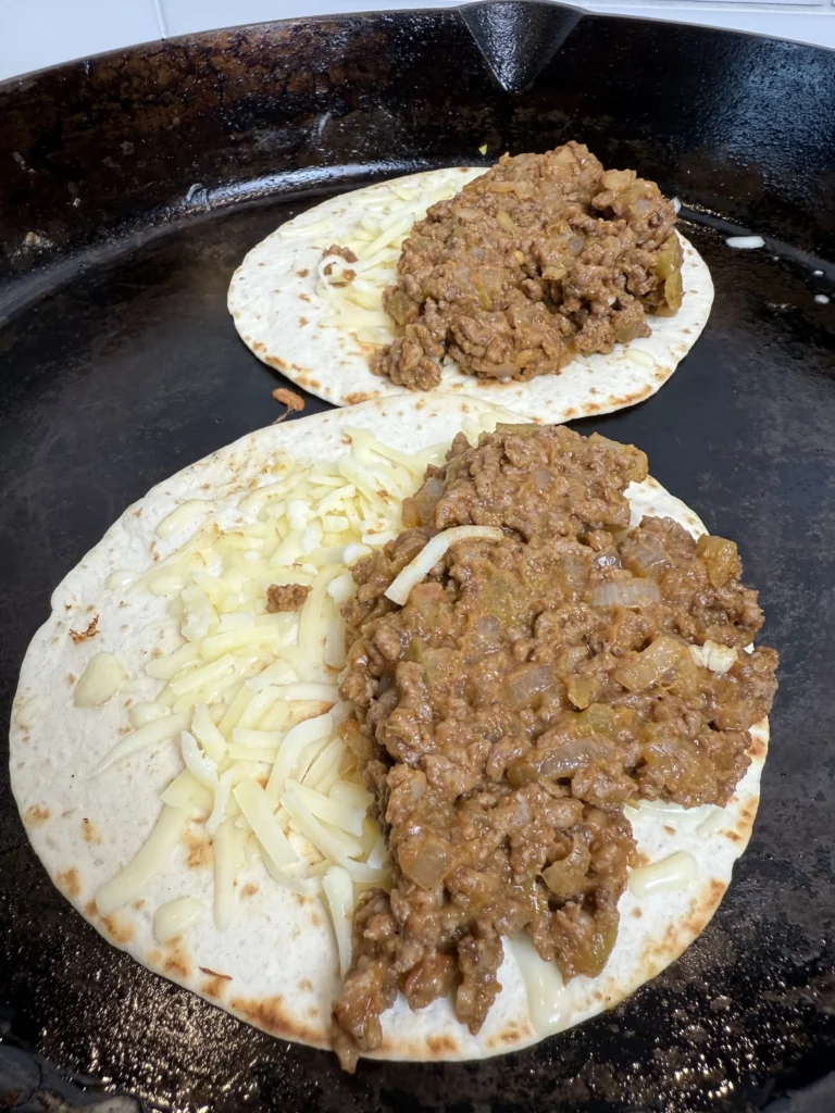 cheese with the beef mixture