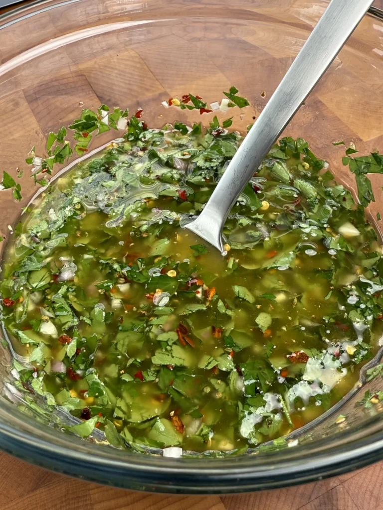 made chimichurri in a bowl