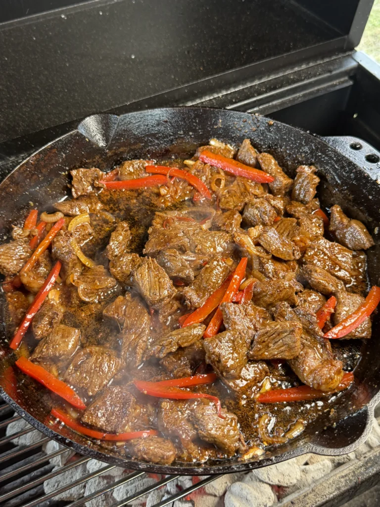 cajun beef in a cast iron