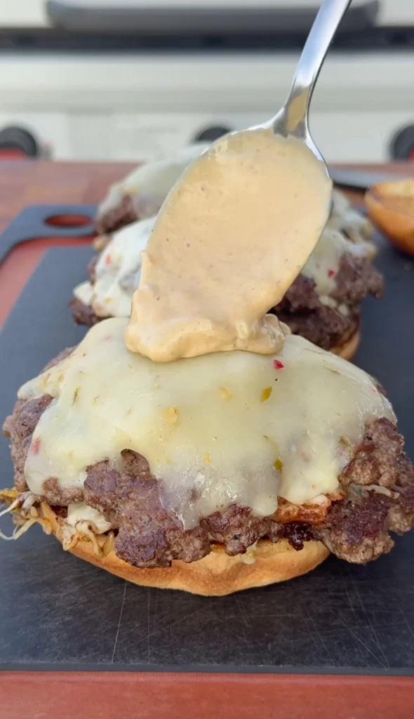 Brioche bun spread with homemade smash burger sauce