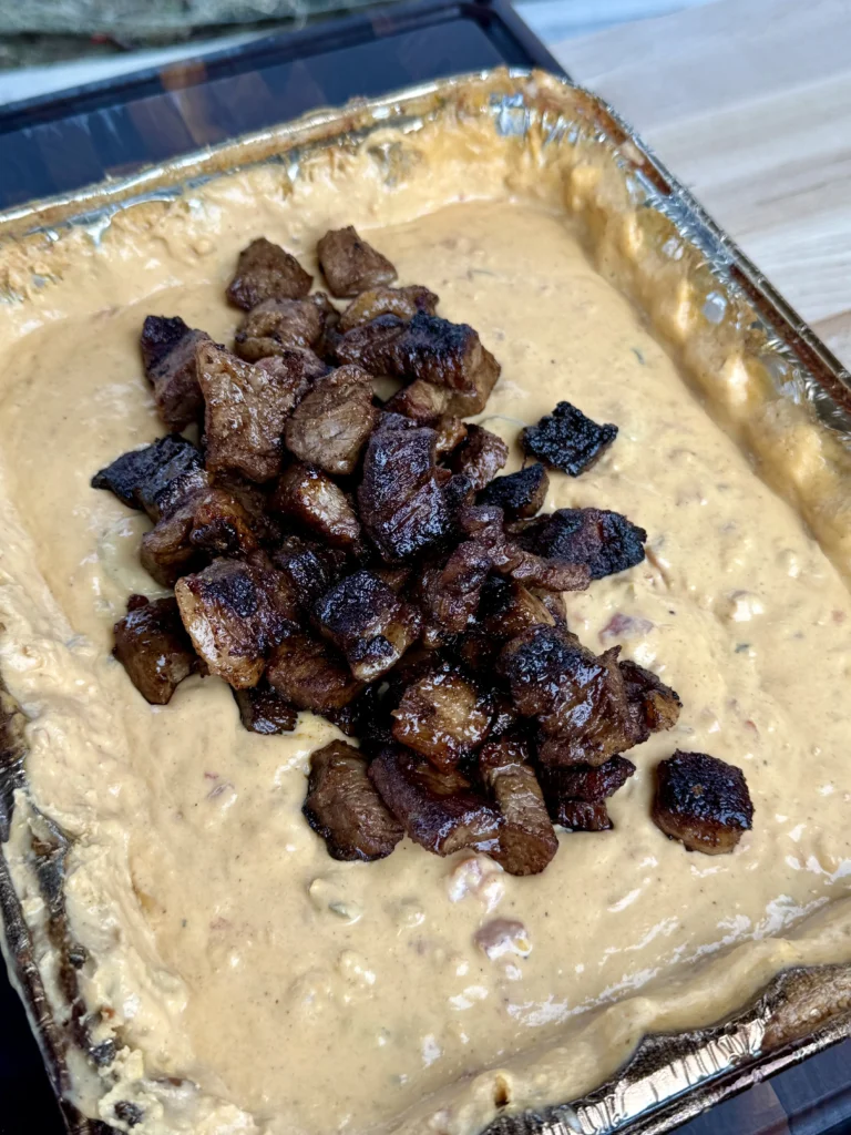 Smoked Queso with Steak Bites