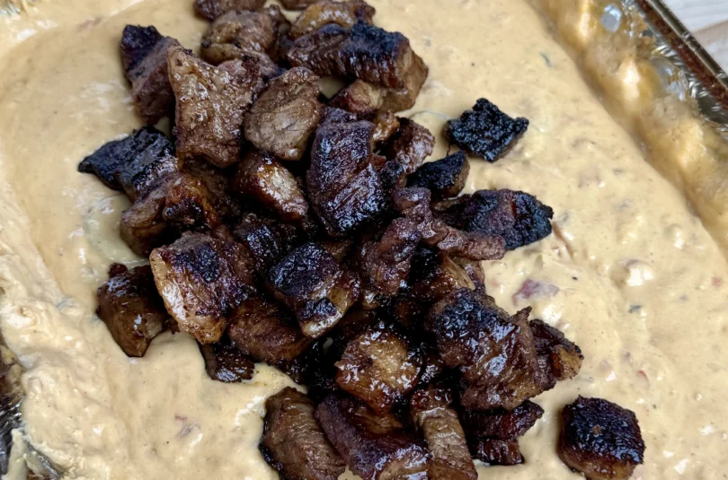 Smoked Queso with Steak Bites