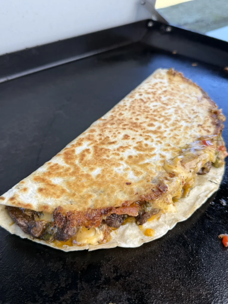 perfect quesadilla on a cast iron