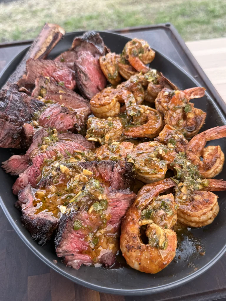 cowboy butter on steak and shrimp