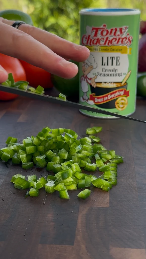 cut up the fresh toppings for nachos