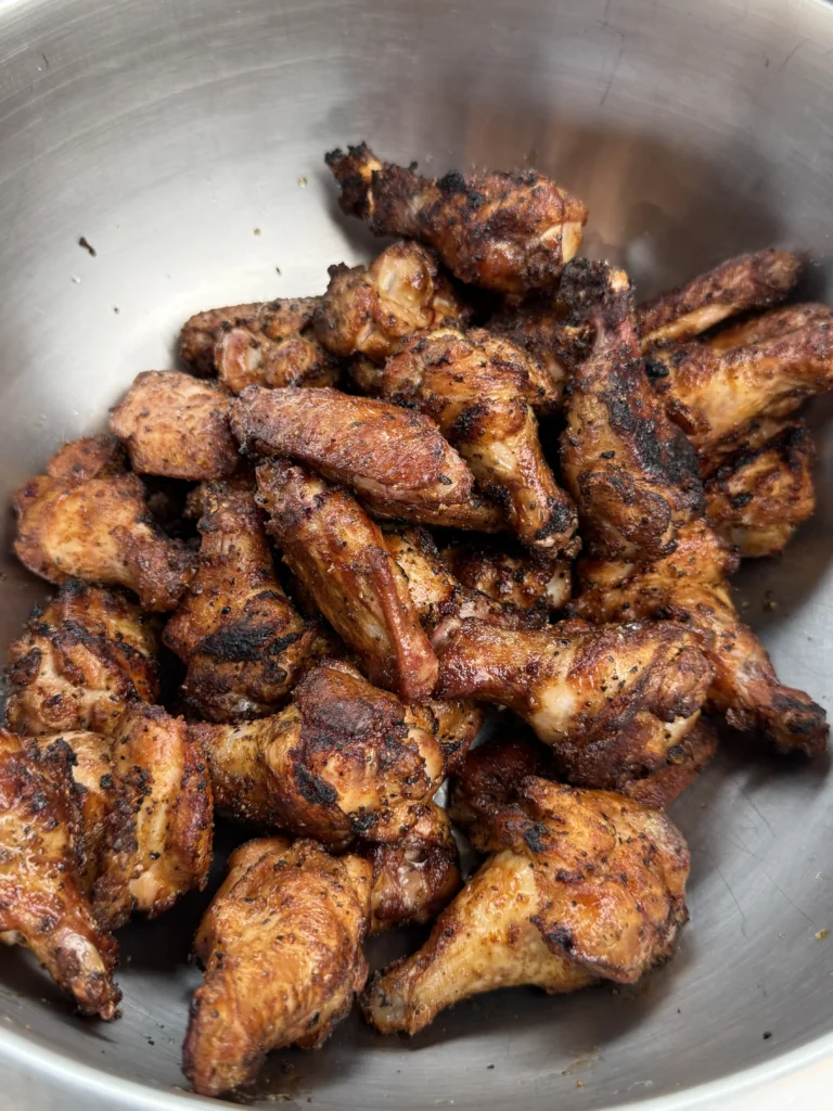crispy wings in a bowl