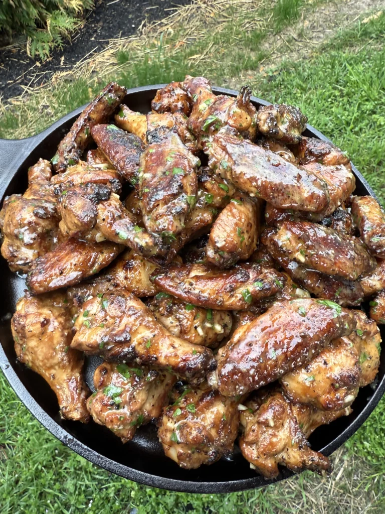 Garnished wings with extra lemon zest and fresh parsley