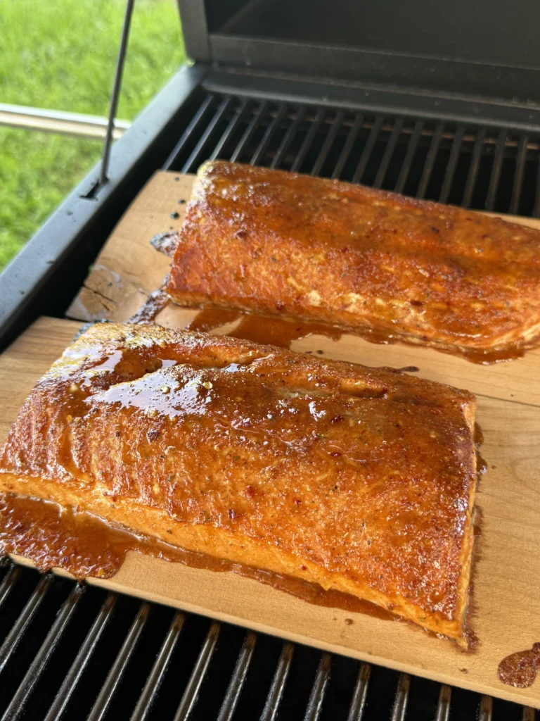 glazed salmon on cedar planks
