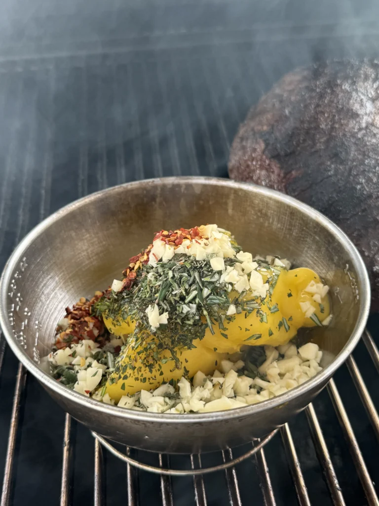 Ghee compound butter ingredients in a bowl