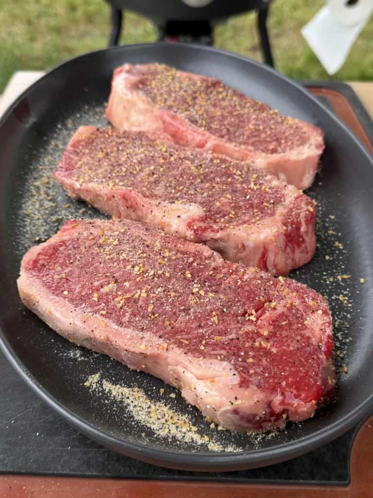 seasoned steak on a plate