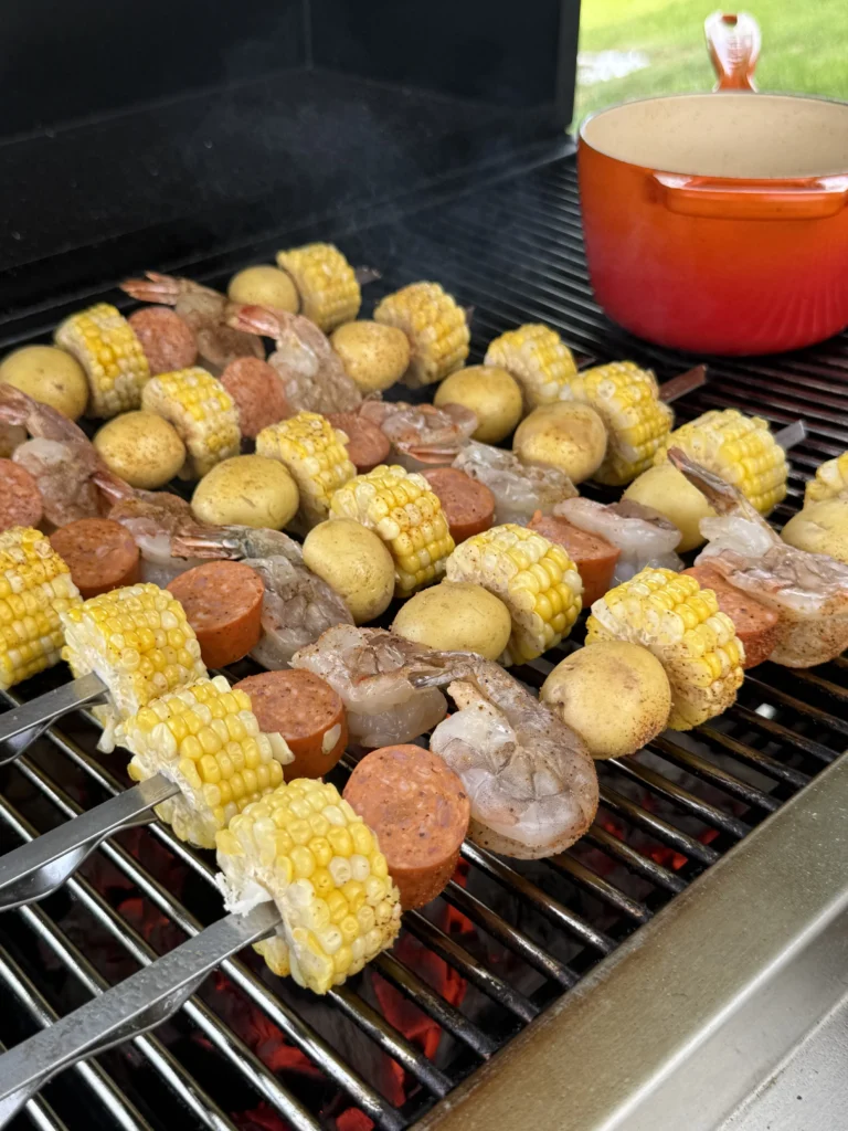 grilled seafood boil skewers