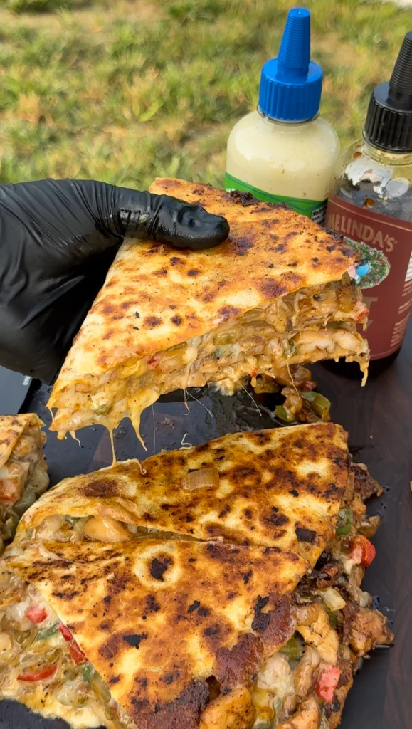 sliced chicken bacon ranch quesadilla