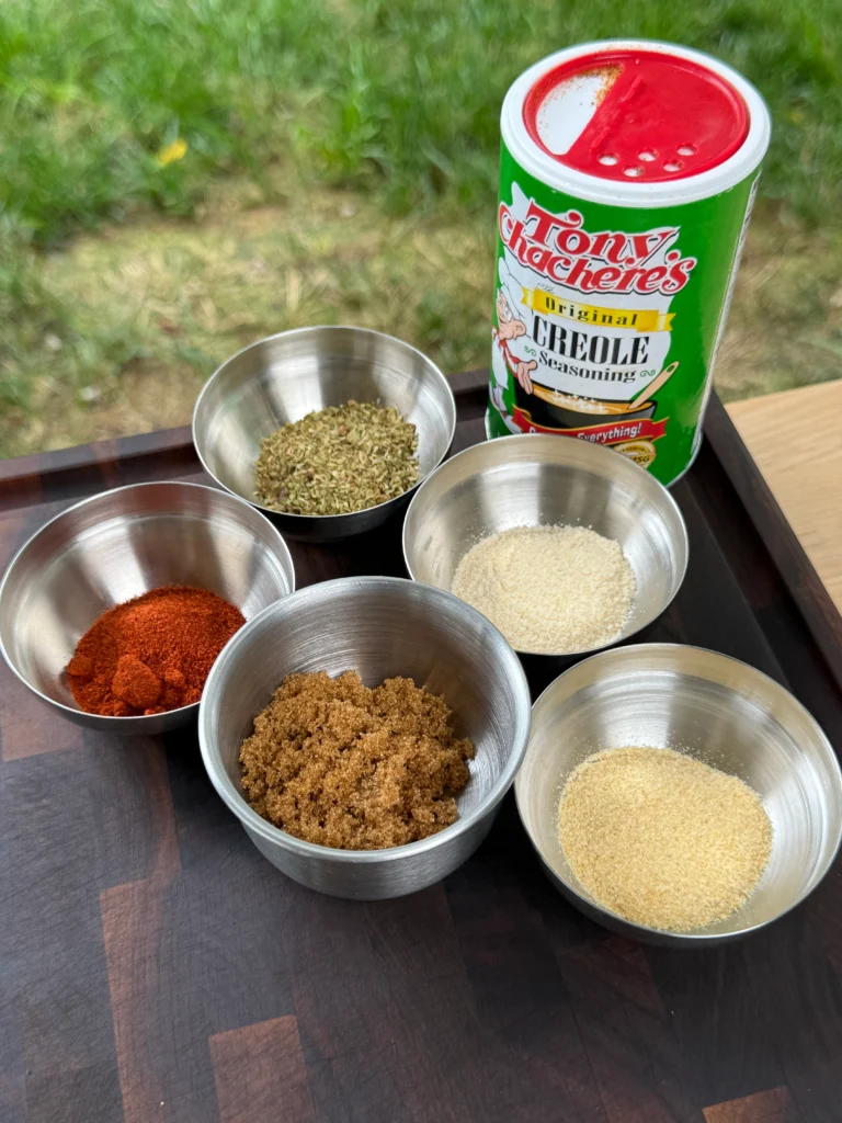 cajun ingredients on a cutting board
