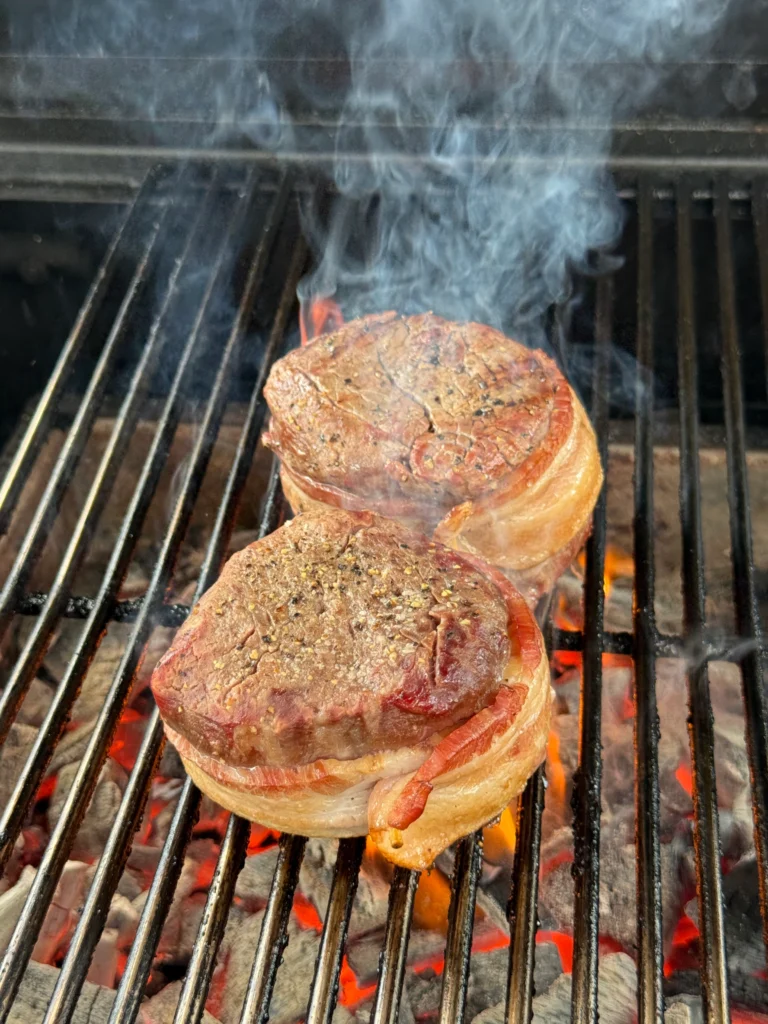 grilling the filets on the hasty bake