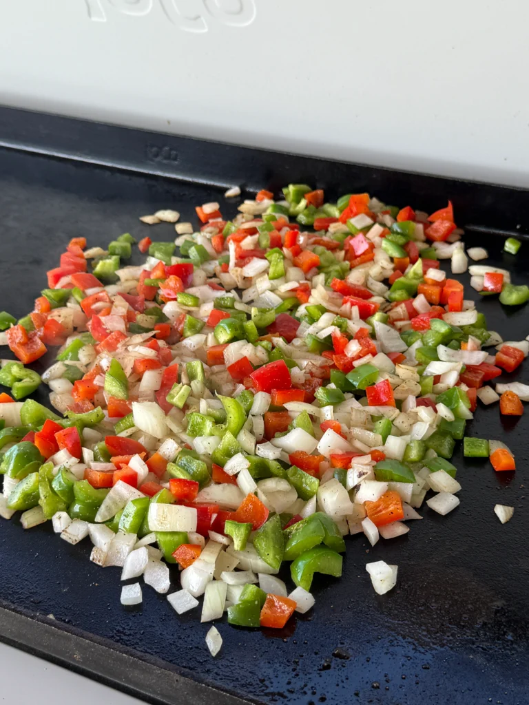 veggie base on the griddle