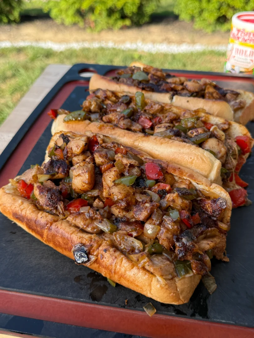 blackened chicken thigh cheesesteak