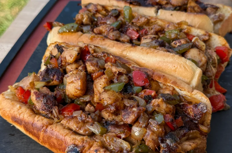 blackened chicken thigh cheesesteak