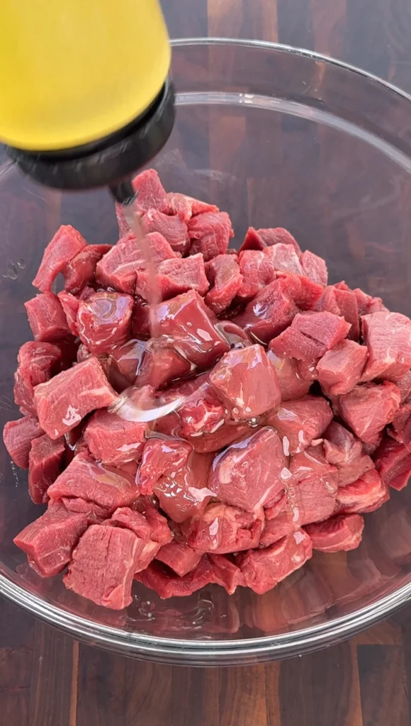 sliced up filet mignon in a bowl