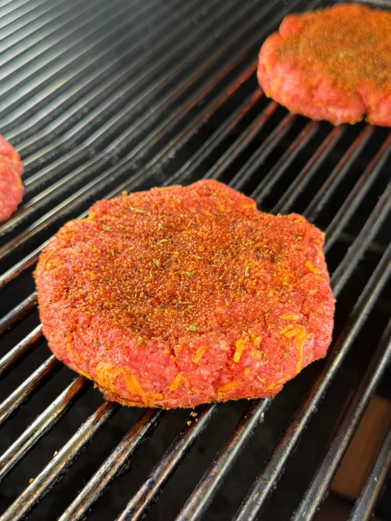 reverse searing a cheese burger on the hasty bake