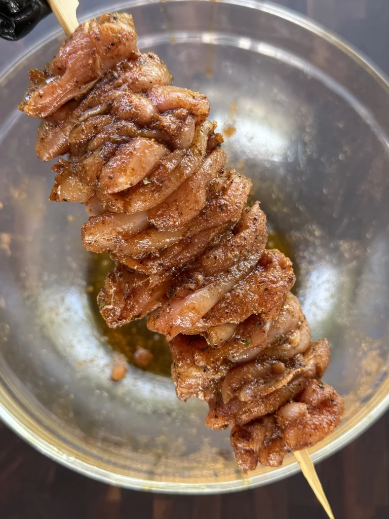 honey garlic sauce on  chicken skewers