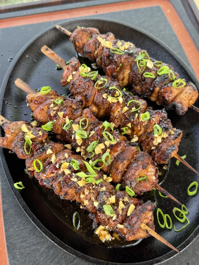 chicken skewers on a plate