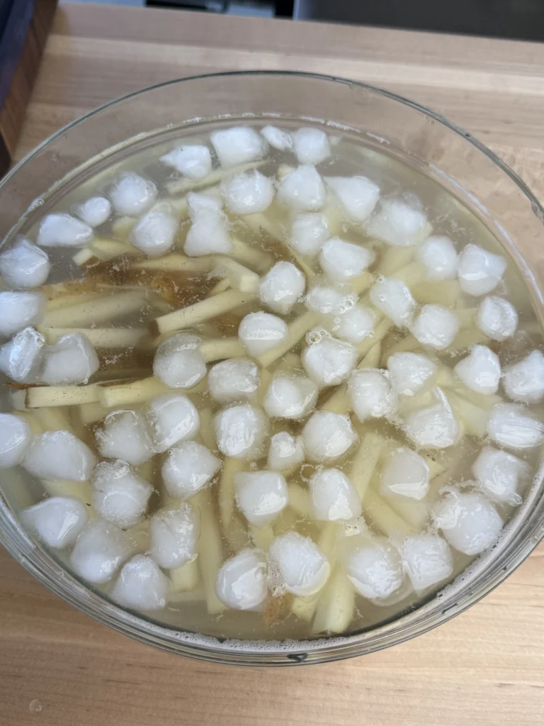fries in ice water