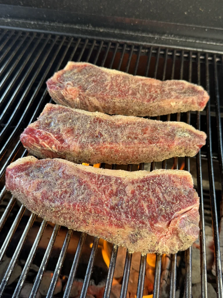 grilled new york strips on the hasty bake