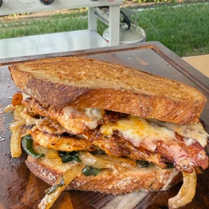 easy chicken sandwich on a board