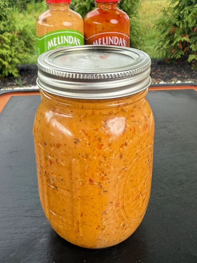 parmesan sauce in a mason jar