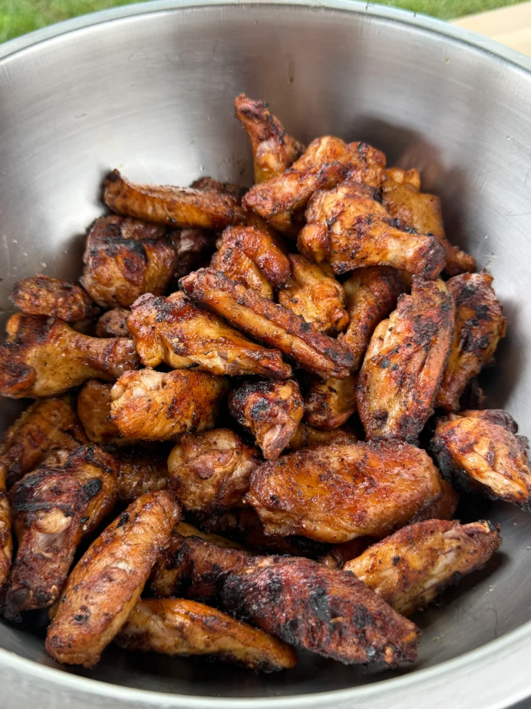 cooked chicken wings in a bowl