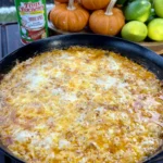 buffalo chicken dip in a cast iron