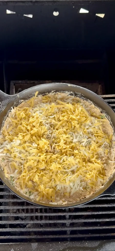 baked buffalo chicken dip in the smoker