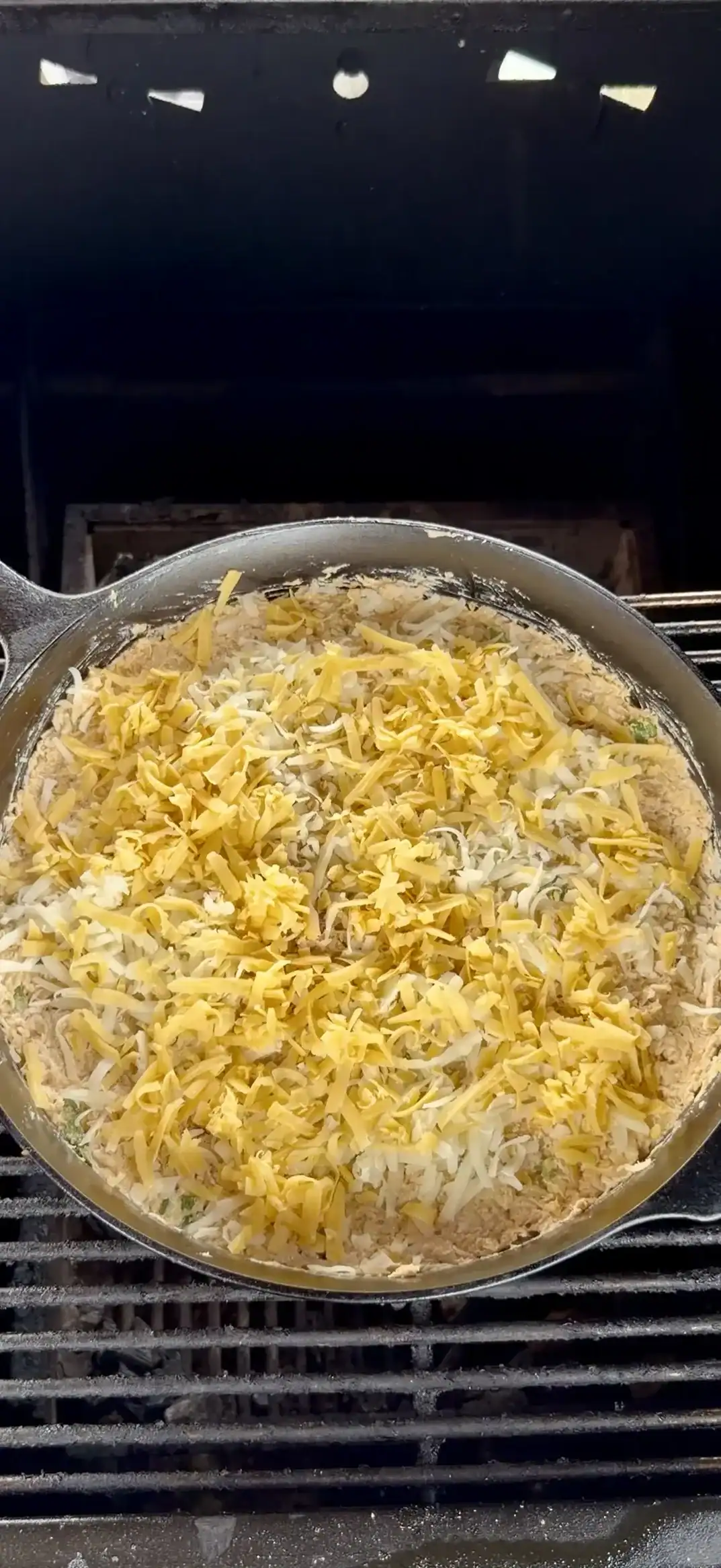 baked buffalo chicken dip in the smoker