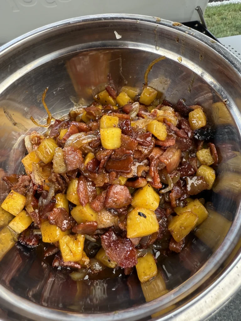 easy bacon jam ingredients in a bowl