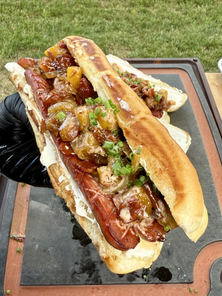 single bacon jam hot dog