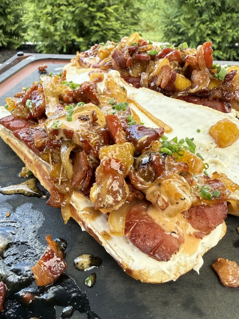 pineapple bacon jam hot dogs