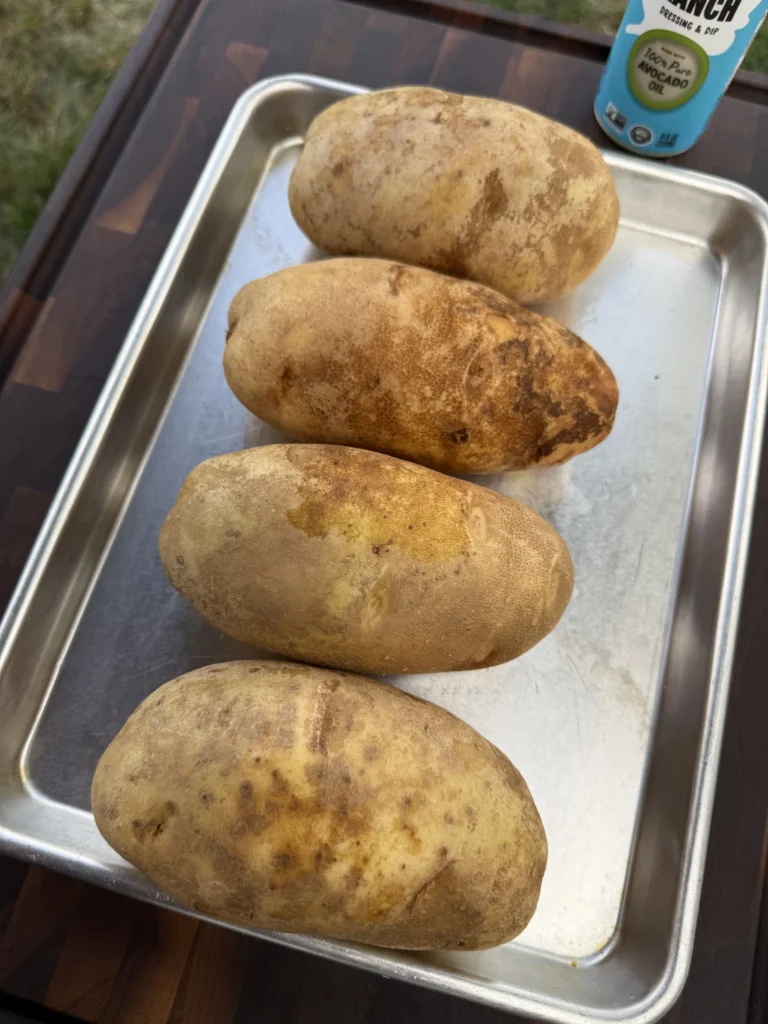 prepped potatoes on a gray pan