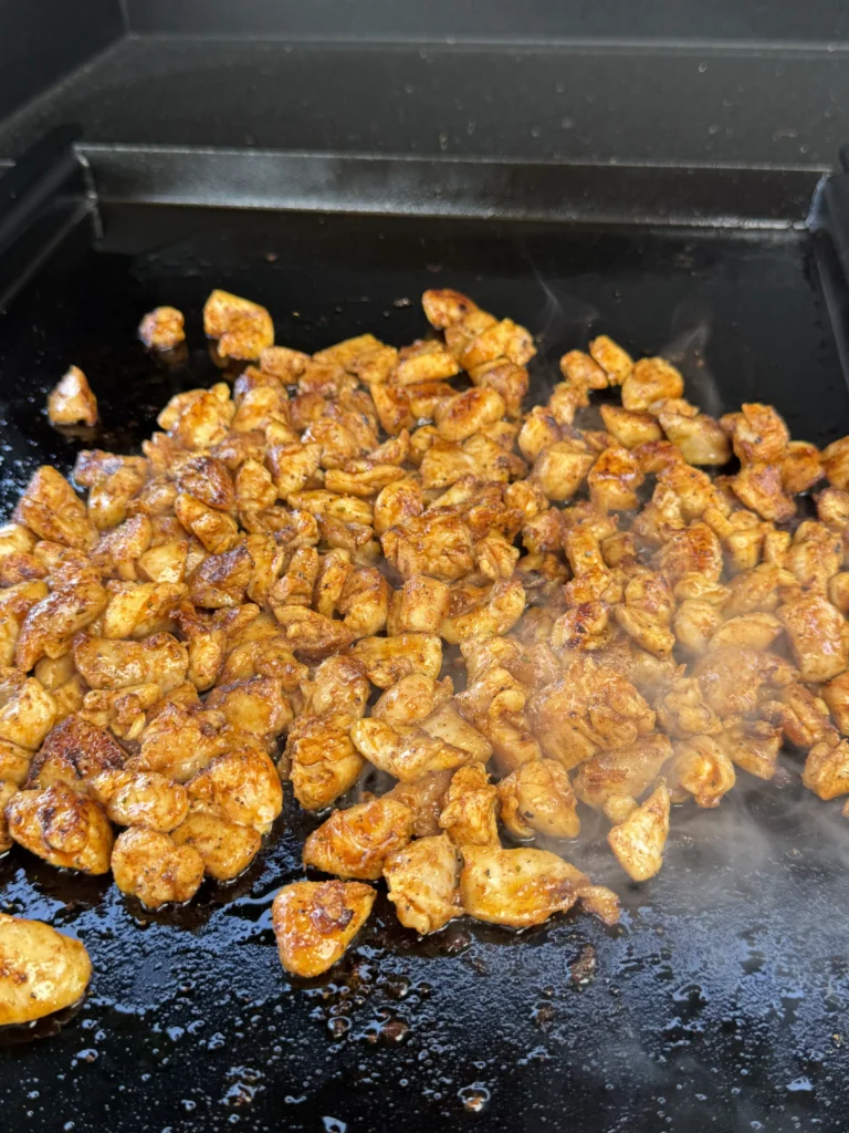 chopped chicken on the grill