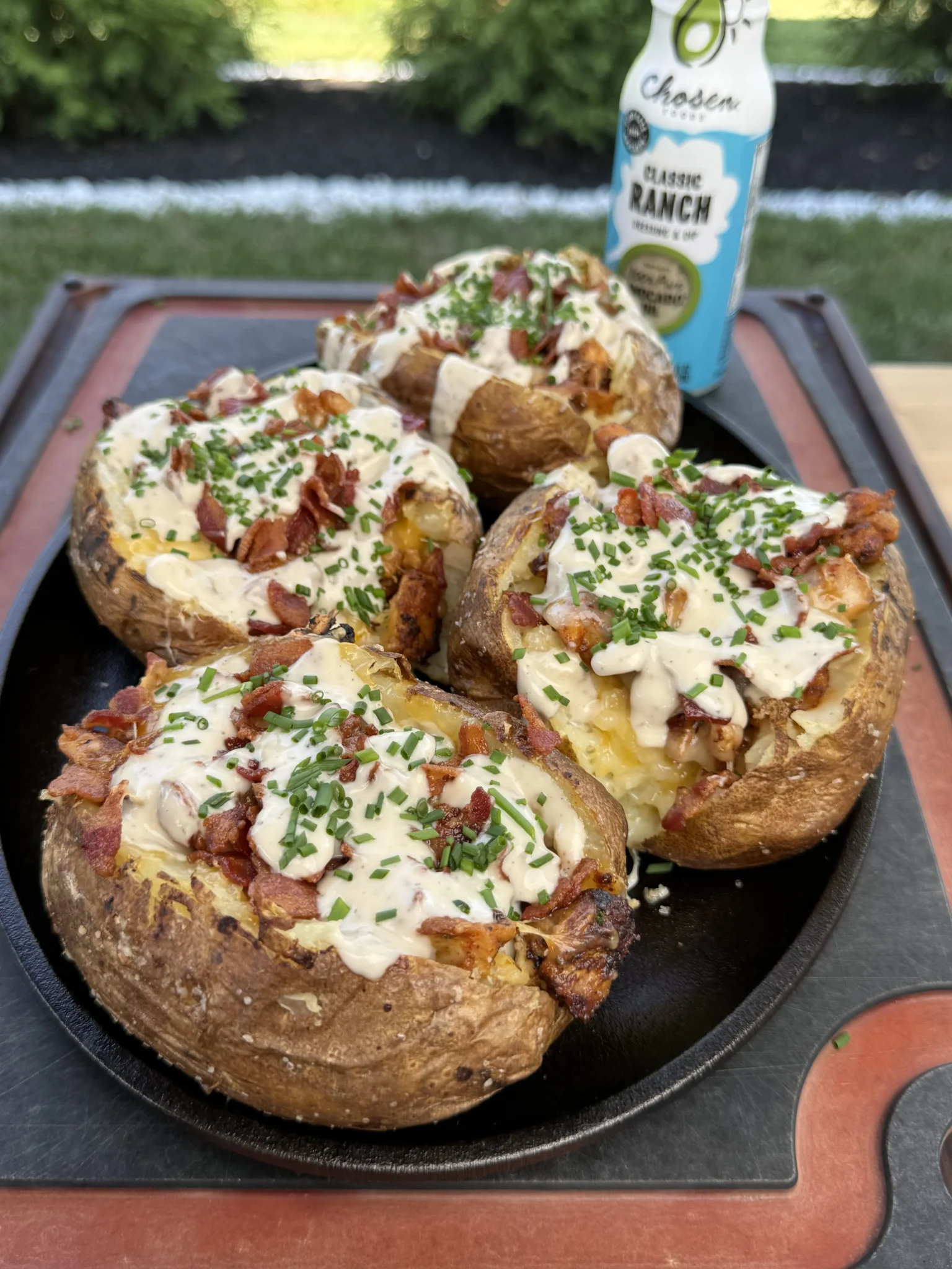 4 baked potatoes on the plate