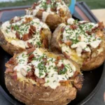 loaded russet potatoes with chicken bacon ranch