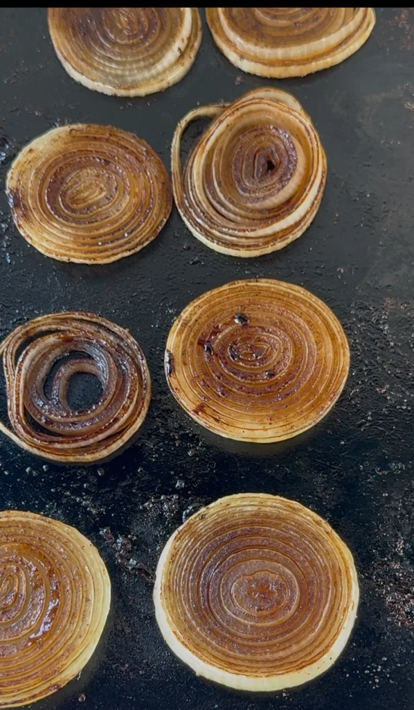 caramelized onions on the flat top