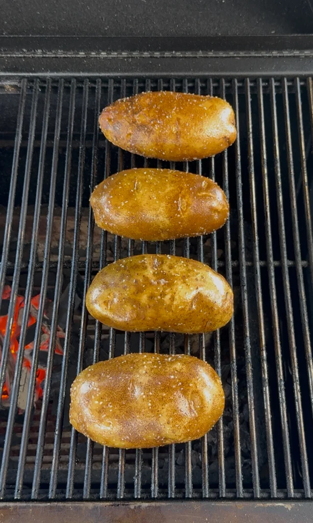 crispy skin on potatoes on the grill