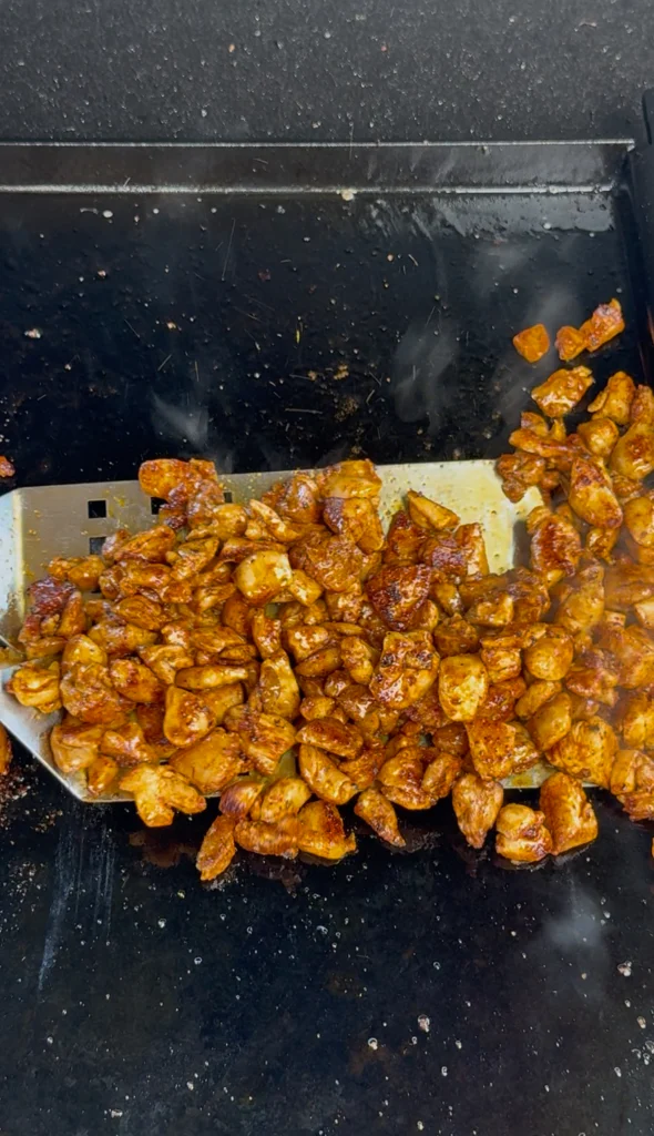 cooked chicken thighs on the grill for the chicken bacon ranch