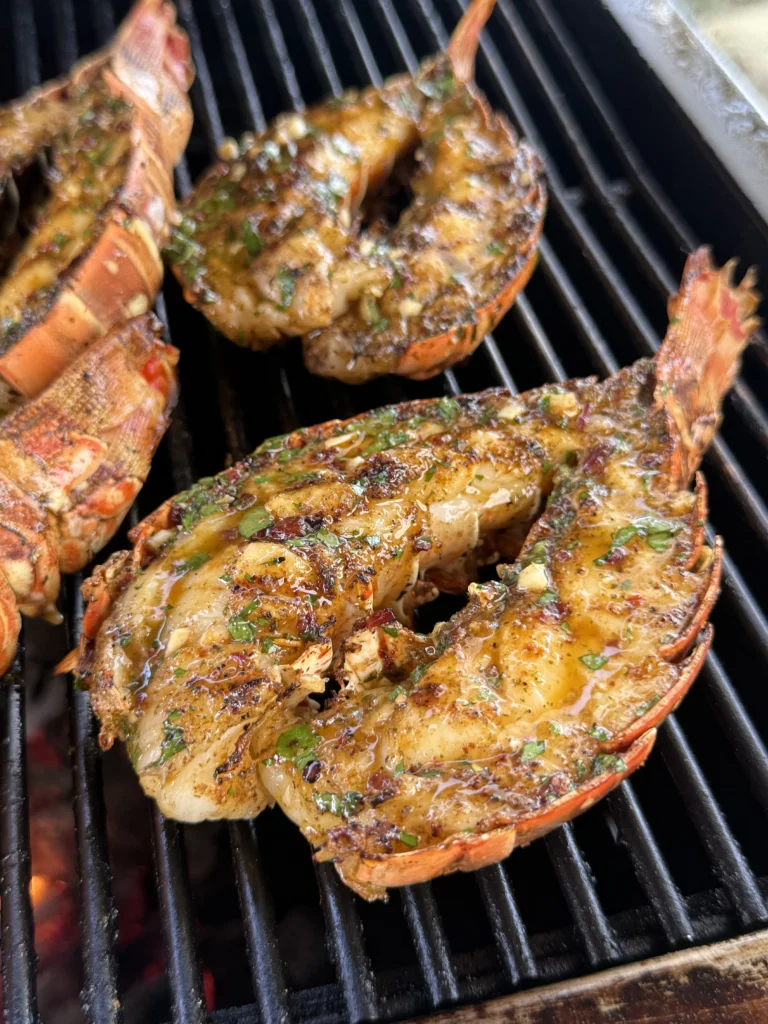 honey chipotle lobster tails on the grill