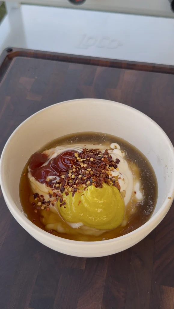 baconnaise sauce in a white bowl