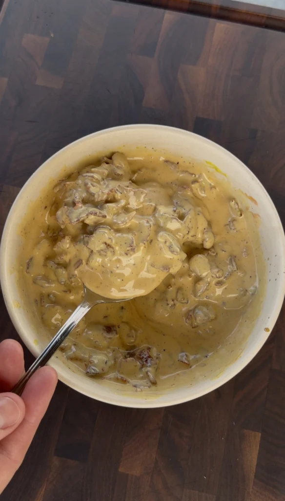 home made baconaise in a white bowl