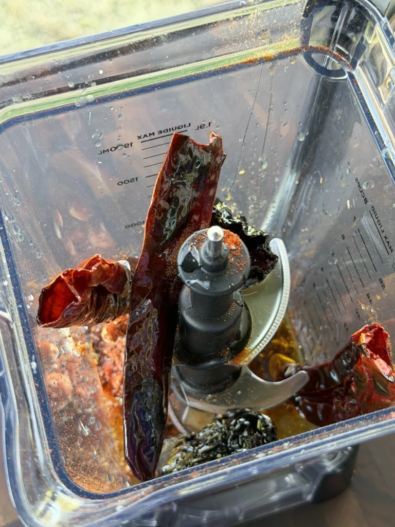 blending dried mexican chilis