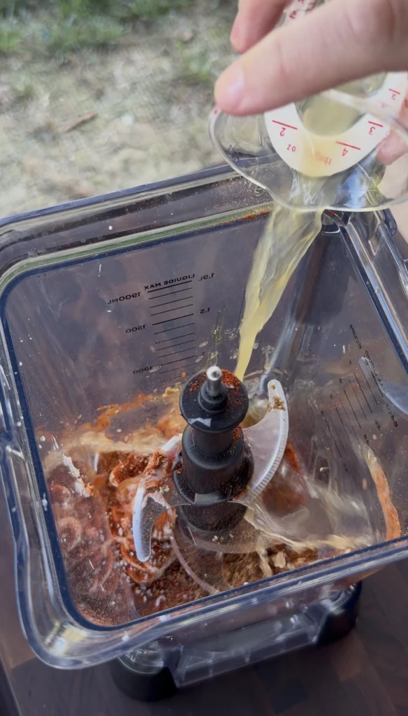 orange juice mixed with the dried chilis